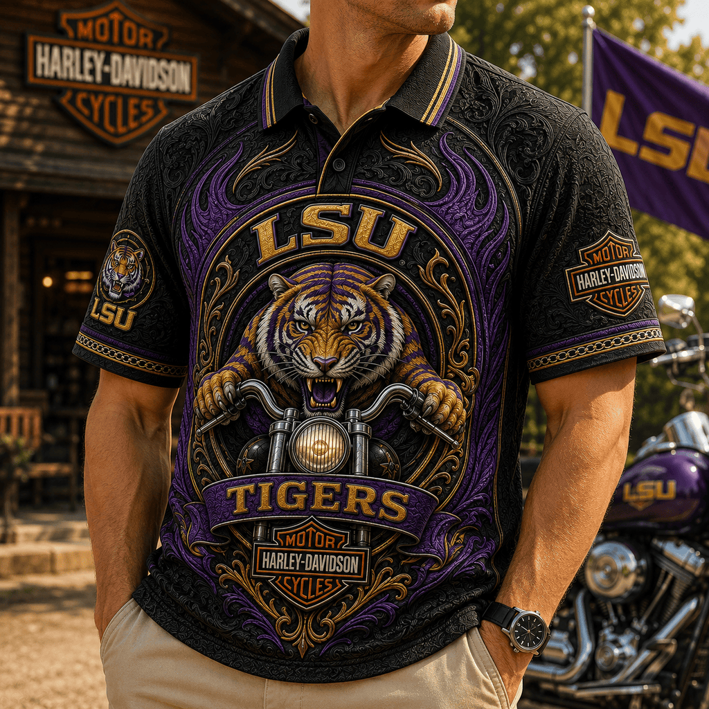 PREMIUM LSU EMBOSS POLO SHIRT HQH